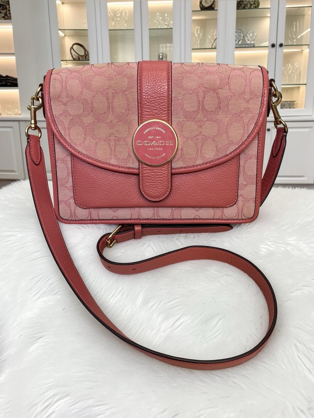 Coach Lonnie Crossbody Bag in Pink Signature Jacquard C8307 - Picture 2 of 13
